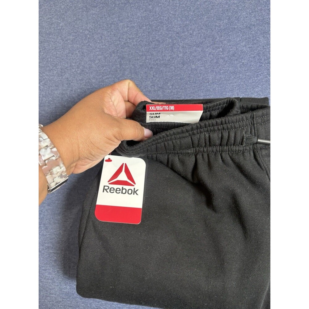 Reebok Men’s Black Slim Tapered Jogger Pants 2XL Big & Tall Cargo Pockets - Picture 2 of 4